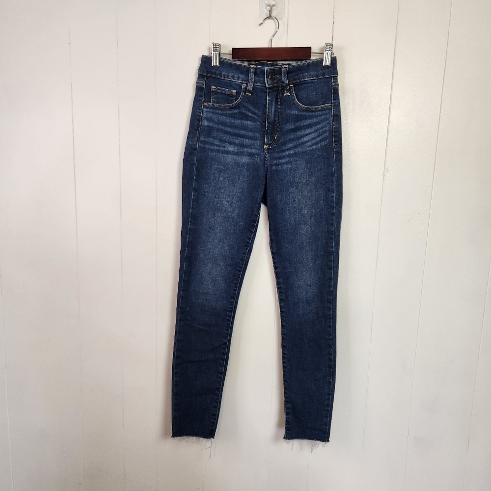 Gap Universal Jegging High Rise Skinny Jeans Dark Wash Stretch Raw Hem Size 25 0 - Picture 2 of 11